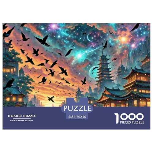 Jackdaw Caching bei Dämmerung 1000 Teile Unmöglich Puzzles Tier, Teile Passen Perfekt Zusammen, Geschicklichkeitsspiel, Premium Quality, Pädagogisches 70x50cm/1000pcs von QIAVXZIP