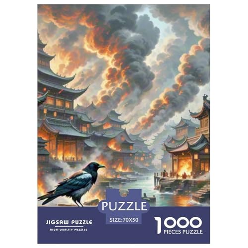 Jackdaw Caching bei Dämmerung 1000 Teile Unmöglich Puzzles Tier, Teile Passen Perfekt Zusammen, Geschicklichkeitsspiel, Premium Quality, Stressabbau-Spielzeug 70x50cm/1000pcs von QIAVXZIP