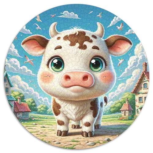 Kälber 1000 Teile Künstlerisches Jigsaw Puzzle Tier Runde Puzzles Schwieriges Großes Stressabbau-Spielzeug Für Erwachsene Und Kinder 1000pcs (67.5x67.5cm) von QIAVXZIP