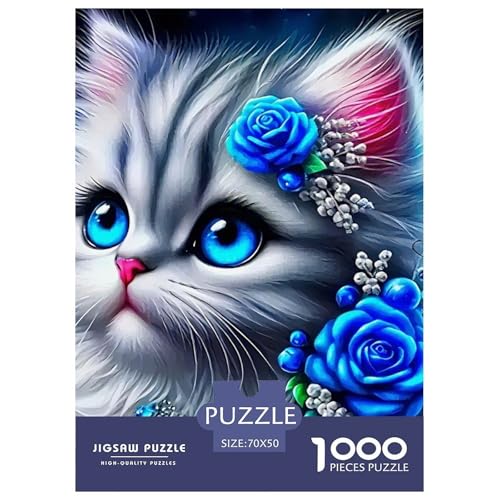 Kätzchen 1000 Teile Schwieriges Großes Puzzle Tier Ab 14 Jahren, Teile Passen Perfekt Zusammen, Geschicklichkeitsspiel, Premium Quality, Pädagogisches 70x50cm/1000pcs von QIAVXZIP