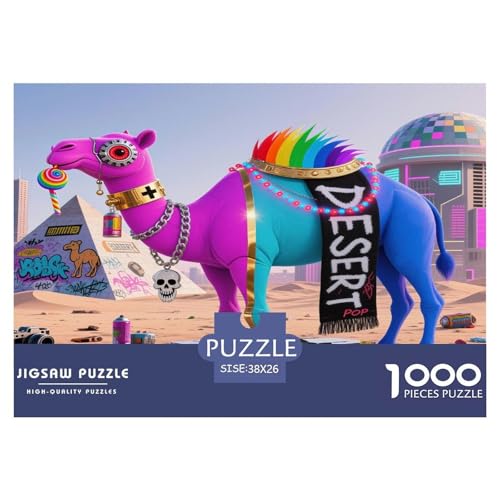 Kamel 1000 Teile Schwieriges Großes Puzzle Tier Für Erwachsene, Familien, Teile Passen Perfekt Zusammen, Geschicklichkeitsspiel, Premium Quality, Stressabbau-Spielzeug 38x26cm/1000pcs von QIAVXZIP