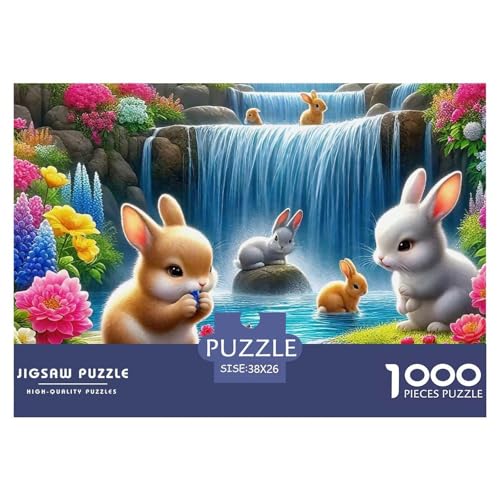 Kaninchen 1000 Teile Schwieriges Großes Puzzle Tier Für Erwachsene, Familien, Teile Passen Perfekt Zusammen, Geschicklichkeitsspiel, Premium Quality, Pädagogisches 38x26cm/1000pcs von QIAVXZIP