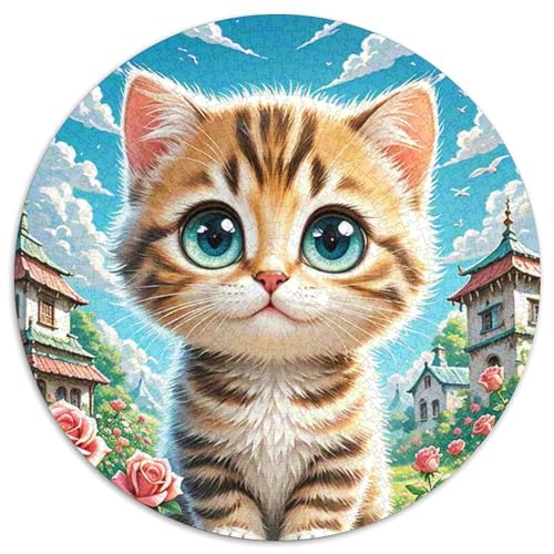 Katzenjunge 1000 PCS Puzzle Tier Rundes Puzzle Schwieriges Großes Stressabbau-Spielzeug Geeignet 1000pcs (67.5x67.5cm) von QIAVXZIP