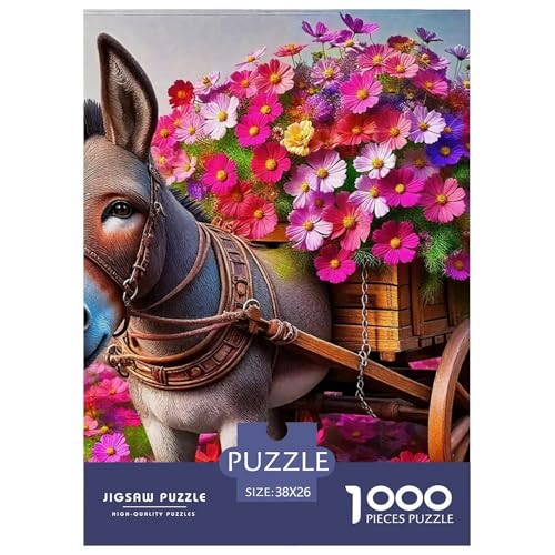 Kleiner Esel 1000 Teile Anspruchsvolles Puzzle Tier Für Erwachsene Und Kinder, Teile Passen Perfekt Zusammen, Geschicklichkeitsspiel, Premium Quality, Pädagogisches 38x26cm/1000pcs von QIAVXZIP