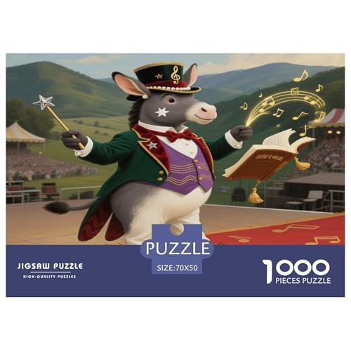 Kleiner Esel 1000 Teile Anspruchsvolles Puzzle Tier Für Erwachsene Und Kinder, Teile Passen Perfekt Zusammen, Geschicklichkeitsspiel, Premium Quality, Pädagogisches 70x50cm/1000pcs von QIAVXZIP
