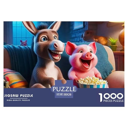 Kleiner Esel 1000 Teile Klassische Puzzle Tier Ab 14 Jahren, Teile Passen Perfekt Zusammen, Geschicklichkeitsspiel, Perfekt Für Spieleabende, Pädagogisches 38x26cm/1000pcs von QIAVXZIP