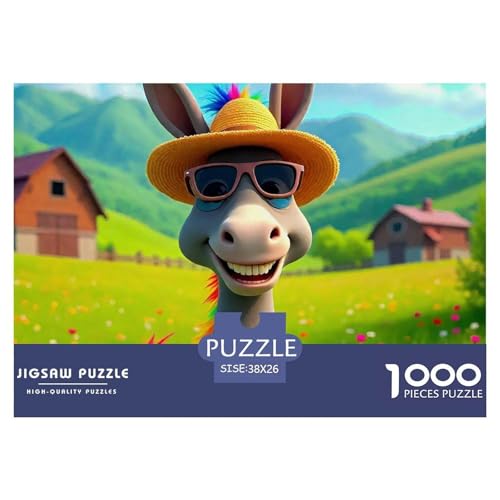 Kleiner Esel 1000 Teile Klassische Puzzle Tier Für Die Ganze Familie, Teile Passen Perfekt Zusammen, Geschicklichkeitsspiel, Perfekt Für Spieleabende, Stressabbau-Spielzeug 38x26cm/1000pcs von QIAVXZIP