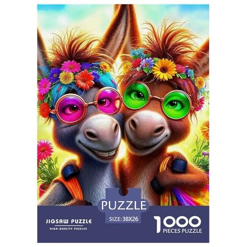 Kleiner Esel 1000 Teile Klassische Puzzle Tier Für Die Ganze Familie, Teile Passen Perfekt Zusammen, Geschicklichkeitsspiel, Perfekt Für Spieleabende, Stressabbau-Spielzeug 38x26cm/1000pcs von QIAVXZIP