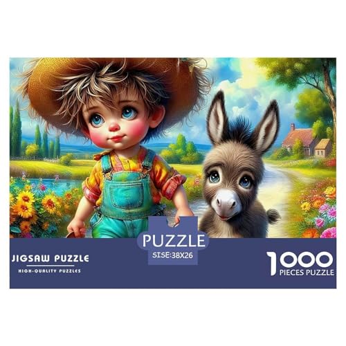 Kleiner Esel 1000 Teile Klassische Puzzle Tier Für Die Ganze Familie, Teile Passen Perfekt Zusammen, Geschicklichkeitsspiel, Perfekt Für Spieleabende, Stressabbau-Spielzeug 38x26cm/1000pcs von QIAVXZIP