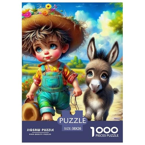 Kleiner Esel 1000 Teile Klassische Puzzle Tier Für Erwachsene Und Kinder, Teile Passen Perfekt Zusammen, Geschicklichkeitsspiel, Perfekt Für Spieleabende, Pädagogisches 38x26cm/1000pcs von QIAVXZIP