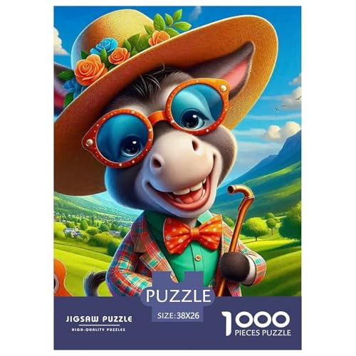Kleiner Esel 1000 Teile Schwieriges Großes Puzzle Tier Ab 14 Jahren, Teile Passen Perfekt Zusammen, Geschicklichkeitsspiel, Premium Quality, Pädagogisches 38x26cm/1000pcs von QIAVXZIP