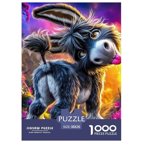 Kleiner Esel 1000 Teile Schwieriges Großes Puzzle Tier Ab 14 Jahren, Teile Passen Perfekt Zusammen, Geschicklichkeitsspiel, Premium Quality, Stressabbau-Spielzeug 38x26cm/1000pcs von QIAVXZIP