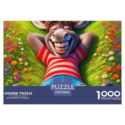 Kleiner Esel 1000 Teile Schwieriges Großes Puzzle Tier Ab 14 Jahren, Teile Passen Perfekt Zusammen, Geschicklichkeitsspiel, Premium Quality, Stressabbau-Spielzeug 38x26cm/1000pcs von QIAVXZIP