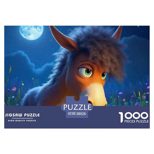 Kleiner Esel 1000 Teile Schwieriges Großes Puzzle Tier Ab 14 Jahren, Teile Passen Perfekt Zusammen, Geschicklichkeitsspiel, Premium Quality, Stressabbau-Spielzeug 38x26cm/1000pcs von QIAVXZIP