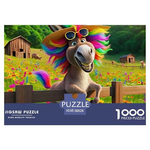 Kleiner Esel 1000 Teile Schwieriges Großes Puzzle Tier Für Die Ganze Familie, Teile Passen Perfekt Zusammen, Geschicklichkeitsspiel, Perfekt Für Spieleabende, Stressabbau-Spielzeug 38x26cm/1000pcs von QIAVXZIP