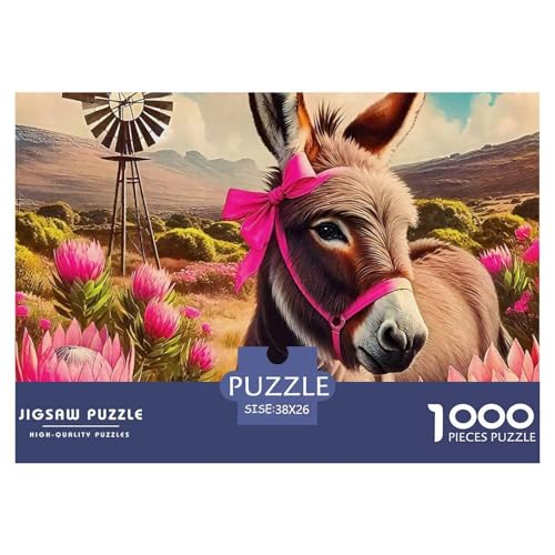 Kleiner Esel 1000 Teile Schwieriges Großes Puzzle Tier Für Die Ganze Familie, Teile Passen Perfekt Zusammen, Geschicklichkeitsspiel, Premium Quality, Pädagogisches 38x26cm/1000pcs von QIAVXZIP