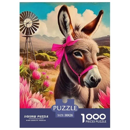 Kleiner Esel 1000 Teile Schwieriges Großes Puzzle Tier Für Die Ganze Familie, Teile Passen Perfekt Zusammen, Geschicklichkeitsspiel, Premium Quality, Pädagogisches 38x26cm/1000pcs von QIAVXZIP