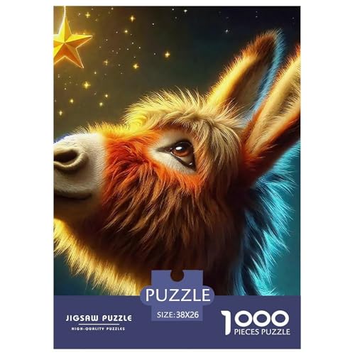 Kleiner Esel 1000 Teile Schwieriges Großes Puzzle Tier Für Die Ganze Familie, Teile Passen Perfekt Zusammen, Geschicklichkeitsspiel, Premium Quality, Pädagogisches 38x26cm/1000pcs von QIAVXZIP