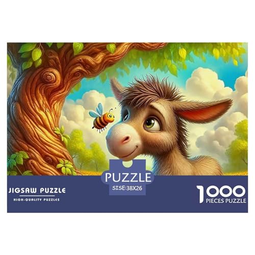Kleiner Esel 1000 Teile Schwieriges Großes Puzzle Tier Für Die Ganze Familie, Teile Passen Perfekt Zusammen, Geschicklichkeitsspiel, Premium Quality, Stressabbau-Spielzeug 38x26cm/1000pcs von QIAVXZIP