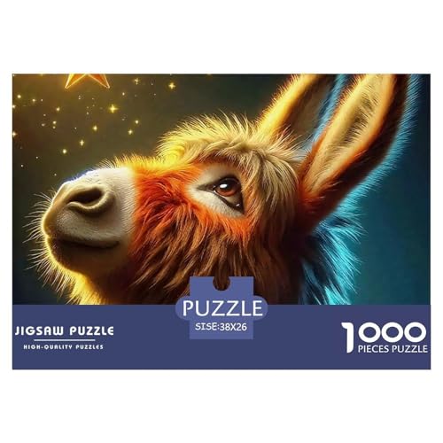 Kleiner Esel 1000 Teile Schwieriges Großes Puzzle Tier Für Erwachsene, Familien, Teile Passen Perfekt Zusammen, Geschicklichkeitsspiel, Premium Quality, Stressabbau-Spielzeug 38x26cm/1000pcs von QIAVXZIP