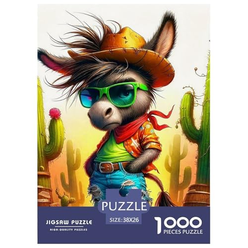 Kleiner Esel 1000 Teile Schwieriges Großes Puzzle Tier Für Erwachsene, Familien, Teile Passen Perfekt Zusammen, Geschicklichkeitsspiel, Premium Quality, Stressabbau-Spielzeug 38x26cm/1000pcs von QIAVXZIP