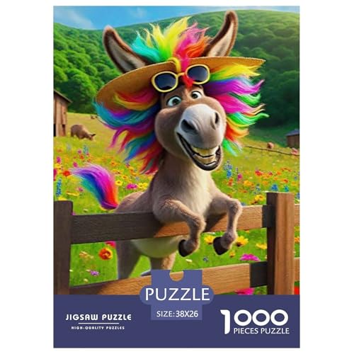 Kleiner Esel 1000 Teile Schwieriges Großes Puzzle Tier Für Erwachsene, Familien, Teile Passen Perfekt Zusammen, Geschicklichkeitsspiel, Premium Quality, Stressabbau-Spielzeug 38x26cm/1000pcs von QIAVXZIP