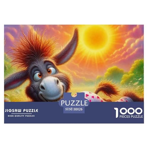 Kleiner Esel 1000 Teile Schwieriges Großes Puzzle Tier Für Erwachsene Und Kinder, Teile Passen Perfekt Zusammen, Geschicklichkeitsspiel, Perfekt Für Spieleabende, Stressabbau-Spielzeug 38x26cm/1000 von QIAVXZIP