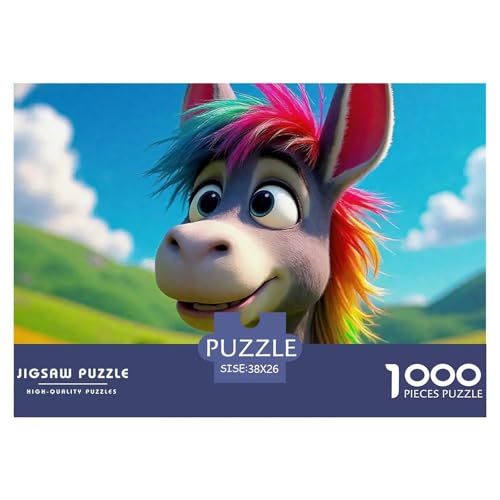 Kleiner Esel 1000 Teile Schwieriges Großes Puzzle Tier Für Erwachsene Und Kinder, Teile Passen Perfekt Zusammen, Geschicklichkeitsspiel, Premium Quality, Pädagogisches 38x26cm/1000pcs von QIAVXZIP