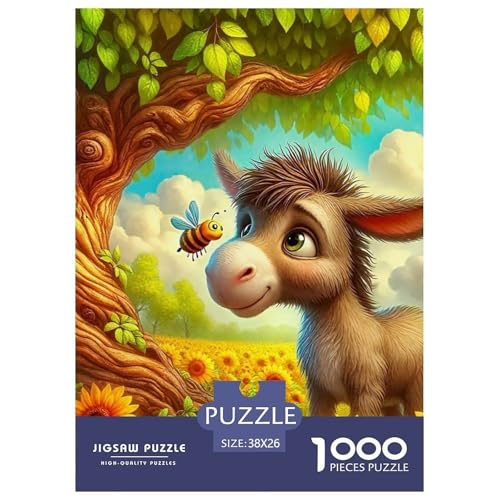 Kleiner Esel 1000 Teile Schwieriges Großes Puzzle Tier Für Erwachsene Und Kinder, Teile Passen Perfekt Zusammen, Geschicklichkeitsspiel, Premium Quality, Stressabbau-Spielzeug 38x26cm/1000pcs von QIAVXZIP