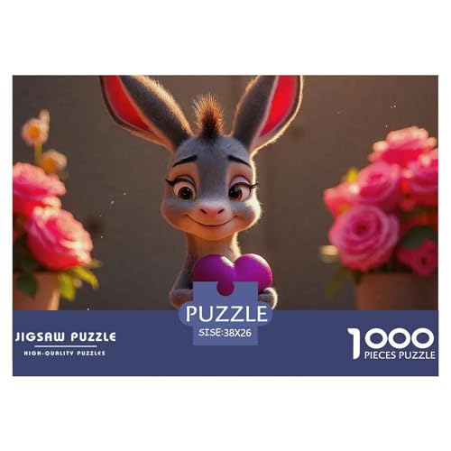 Kleiner Esel 1000 Teile Unmöglich Puzzles Tier Ab 14 Jahren, Teile Passen Perfekt Zusammen, Geschicklichkeitsspiel, Premium Quality, Pädagogisches 38x26cm/1000pcs von QIAVXZIP