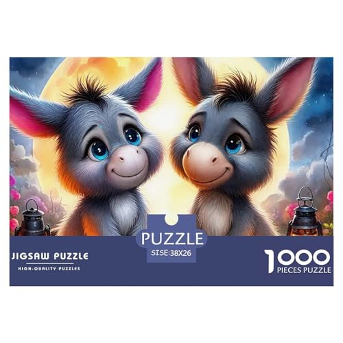Kleiner Esel 1000 Teile Unmöglich Puzzles Tier Ab 14 Jahren, Teile Passen Perfekt Zusammen, Geschicklichkeitsspiel, Premium Quality, Pädagogisches 38x26cm/1000pcs von QIAVXZIP