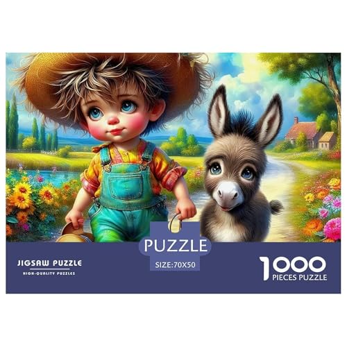Kleiner Esel 1000 Teile Unmöglich Puzzles Tier Für Die Ganze Familie, Teile Passen Perfekt Zusammen, Geschicklichkeitsspiel, Perfekt Für Spieleabende, Pädagogisches 70x50cm/1000pcs von QIAVXZIP