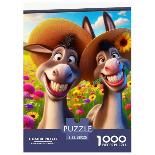 Kleiner Esel 1000 Teile Unmöglich Puzzles Tier Für Die Ganze Familie, Teile Passen Perfekt Zusammen, Geschicklichkeitsspiel, Premium Quality, Pädagogisches 38x26cm/1000pcs von QIAVXZIP