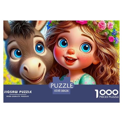 Kleiner Esel 1000 Teile Unmöglich Puzzles Tier Für Die Ganze Familie, Teile Passen Perfekt Zusammen, Geschicklichkeitsspiel, Premium Quality, Pädagogisches 38x26cm/1000pcs von QIAVXZIP