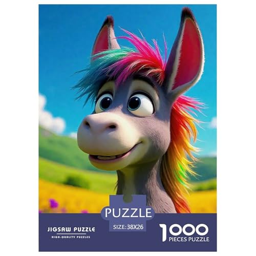 Kleiner Esel 1000 Teile Unmöglich Puzzles Tier Für Die Ganze Familie, Teile Passen Perfekt Zusammen, Geschicklichkeitsspiel, Premium Quality, Stressabbau-Spielzeug 38x26cm/1000pcs von QIAVXZIP
