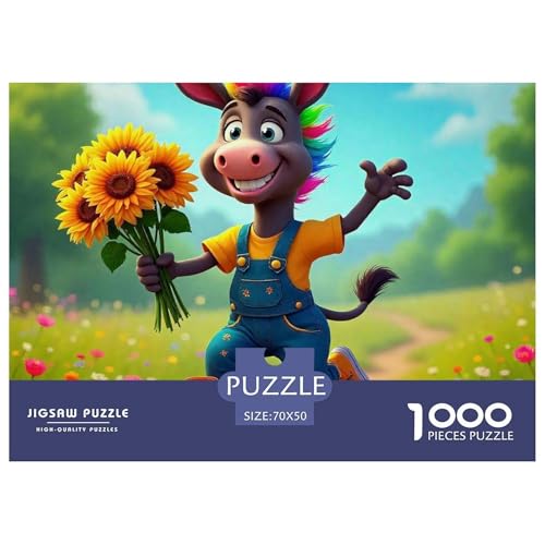 Kleiner Esel 1000 Teile Unmöglich Puzzles Tier Für Die Ganze Familie, Teile Passen Perfekt Zusammen, Geschicklichkeitsspiel, Premium Quality, Stressabbau-Spielzeug 70x50cm/1000pcs von QIAVXZIP