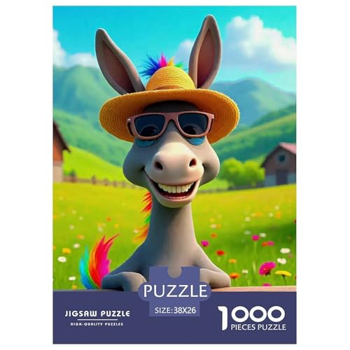 Kleiner Esel 1000 Teile Unmöglich Puzzles Tier Für Erwachsene Und Kinder, Teile Passen Perfekt Zusammen, Geschicklichkeitsspiel, Perfekt Für Spieleabende, Pädagogisches 38x26cm/1000pcs von QIAVXZIP