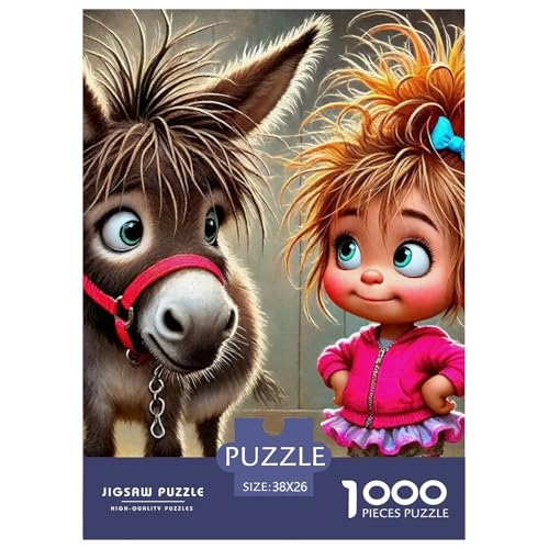 Kleiner Esel 1000 Teile Unmöglich Puzzles Tier Für Erwachsene Und Kinder, Teile Passen Perfekt Zusammen, Geschicklichkeitsspiel, Premium Quality, Pädagogisches 38x26cm/1000pcs von QIAVXZIP