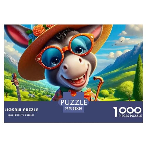 Kleiner Esel 1000 Teile Unmöglich Puzzles Tier Für Erwachsene Und Kinder, Teile Passen Perfekt Zusammen, Geschicklichkeitsspiel, Premium Quality, Stressabbau-Spielzeug 38x26cm/1000pcs von QIAVXZIP