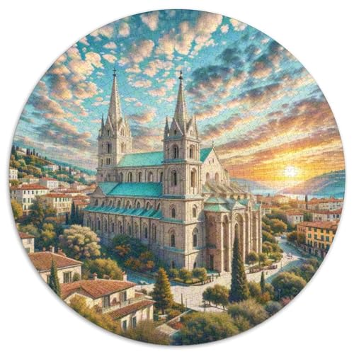 Kloster Jerónimos 1000 PCS Künstlerisches Jigsaw Puzzle Gebäude Rundes Puzzle Schwieriges Großes Stressabbau-Spielzeug Für Erwachsene Kinder Kreativ 1000pcs (67.5x67.5cm) von QIAVXZIP