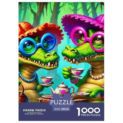 Krokodil 1000 Teile Klassische Puzzle Tier Für Die Ganze Familie, Teile Passen Perfekt Zusammen, Geschicklichkeitsspiel, Perfekt Für Spieleabende, Pädagogisches 38x26cm/1000pcs von QIAVXZIP