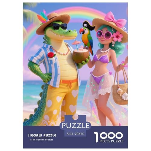 Krokodil 1000 Teile Unmöglich Puzzles Tier Ab 14 Jahren, Teile Passen Perfekt Zusammen, Geschicklichkeitsspiel, Premium Quality, Pädagogisches 70x50cm/1000pcs von QIAVXZIP
