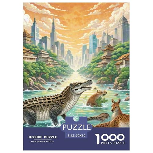 Krokodil versteckt Sich in Mangroven 1000 Teile Klassische Puzzle Tier, Familien, Teile Passen Perfekt Zusammen, Geschicklichkeitsspiel, Premium Quality, Pädagogisches 70x50cm/1000pcs von QIAVXZIP
