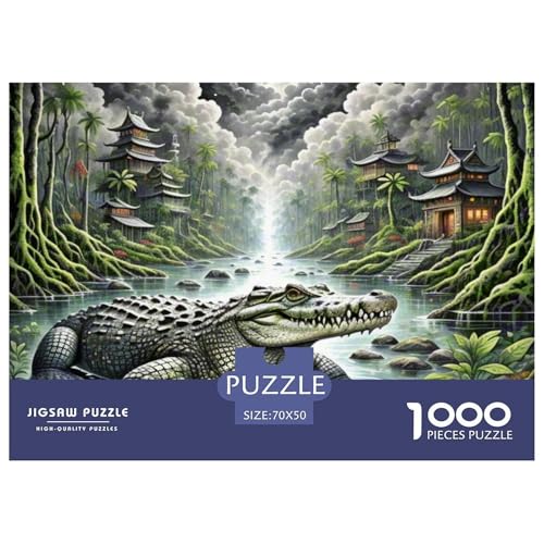 Krokodil versteckt Sich in Mangroven 1000 Teile Schwieriges Großes Puzzle Tier Und Kinder, Teile Passen Perfekt Zusammen, Geschicklichkeitsspiel, Premium Quality, Stressabbau-Spielzeug 70x50 von QIAVXZIP