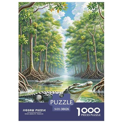 Krokodil versteckt Sich in Mangroven 1000 Teile Unmöglich Puzzles Tier, Familien, Teile Passen Perfekt Zusammen, Geschicklichkeitsspiel, Perfekt Für Spieleabende, Stressabbau-Spielzeug 38x26 von QIAVXZIP