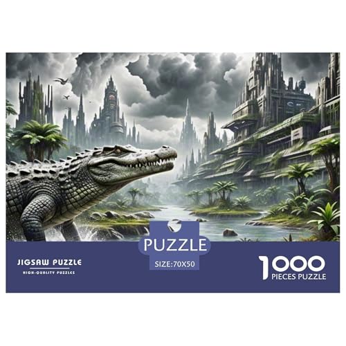 Krokodil versteckt Sich in Mangroven 1000 Teile Unmöglich Puzzles Tier, Teile Passen Perfekt Zusammen, Geschicklichkeitsspiel, Perfekt Für Spieleabende, Stressabbau-Spielzeug 70x50cm/ von QIAVXZIP