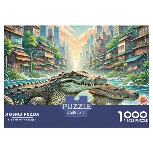 Krokodil versteckt Sich in Mangroven 1000 Teile Unmöglich Puzzles Tier Und Kinder, Teile Passen Perfekt Zusammen, Geschicklichkeitsspiel, Premium Quality, Pädagogisches 38x26cm/1000pcs von QIAVXZIP