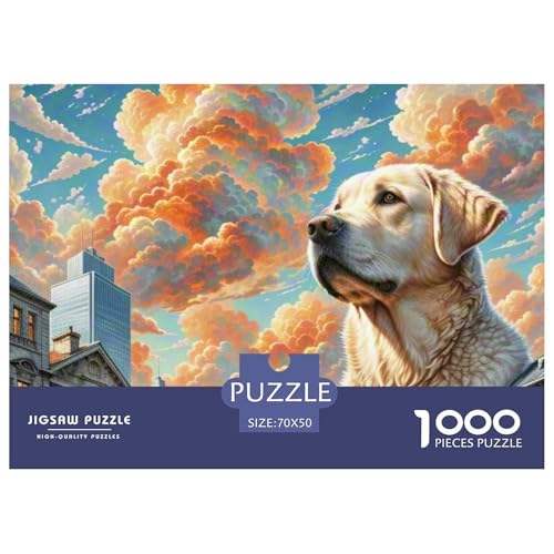 Labrador Retriever 1000 Teile Schwieriges Großes Puzzle, Teile Passen Perfekt Zusammen, Geschicklichkeitsspiel, Premium Quality, Pädagogisches 70x50cm/1000pcs von QIAVXZIP
