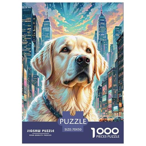 Labrador Retriever 1000 Teile Schwieriges Großes Puzzle, Teile Passen Perfekt Zusammen, Geschicklichkeitsspiel, Premium Quality, Stressabbau-Spielzeug 70x50cm/1000pcs von QIAVXZIP