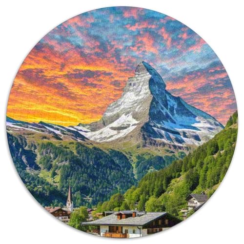 Matterhorn 1000 PCS Puzzle Circular Puzzles Schwieriges Großes Stressabbau-Spielzeug Geeignet 1000pcs (67.5x67.5cm) von QIAVXZIP